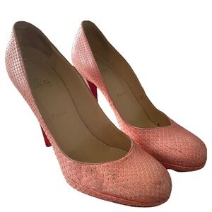 Christian Louboutin - Pink Snakeskin Leather Pumps Sz 38.5